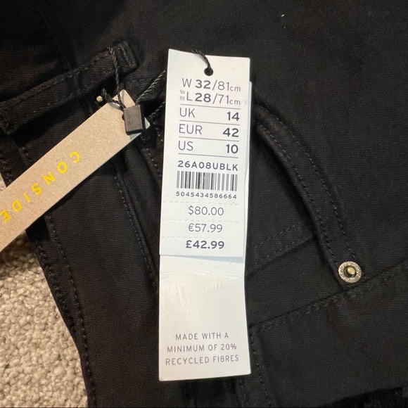 Topshop Jamie High Waisted Skinny Jeans Black Size 10 Petite 32x28 - Picture 8 of 11